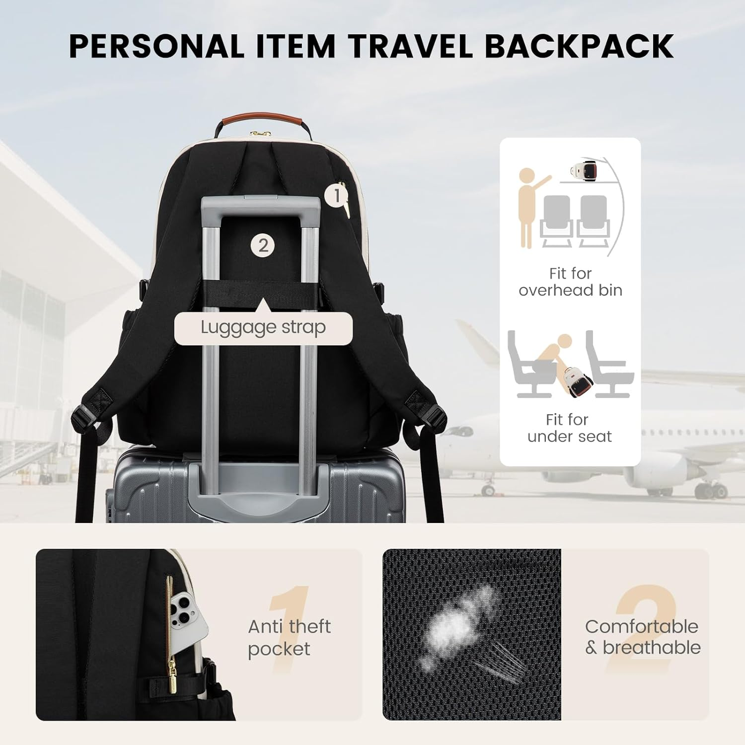 Lunch Backpack with Lunch Compartment,15.6Inch Laptop Work Travel Insulated Cooler Backpack,Waterproof College Teacher Lunch Bag Box with Tumbler Holder,Gifts for Men Women,Khaki-Coffee-Black - Image 6