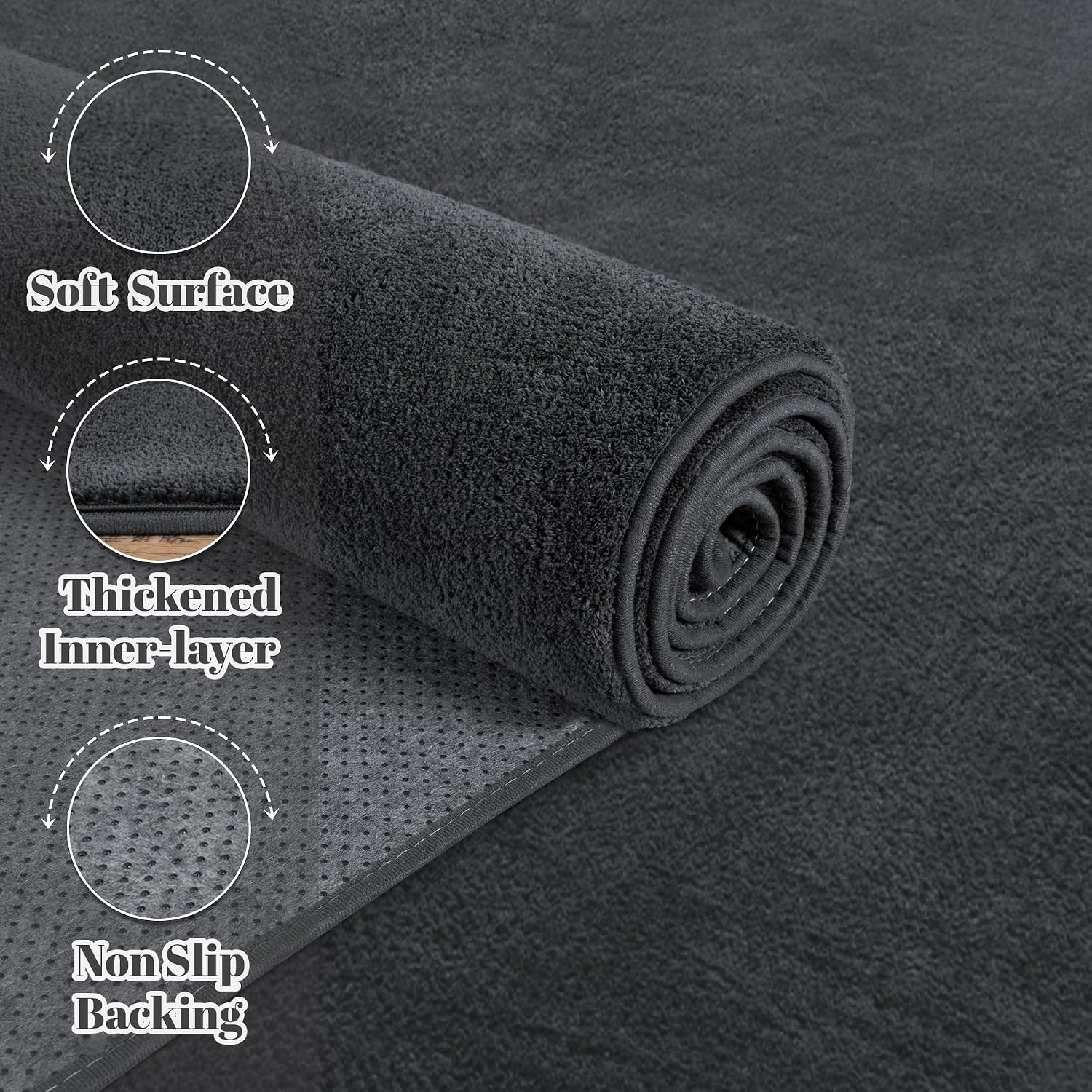 Large Modern Area Rugs for Living Room Bedroom, 9X12 Feet Dark Grey Ultra Soft Thickened Memory-Foam Indoor Rug, Comfy Aesthetic Solid Minimalist Carpets for Girls Boys Nursery Dorm Home Decor - Image 6