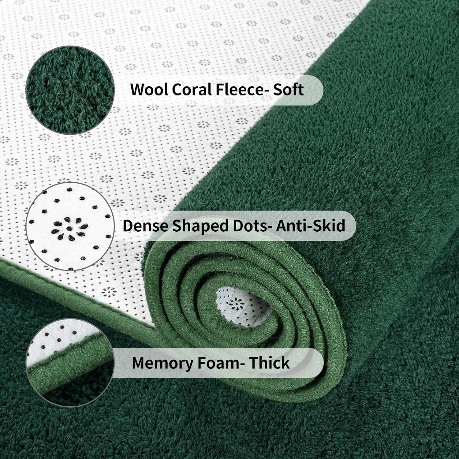 Area Rugs for Bedroom Living Room, 7X10 Dark Green Super Soft Comfy Thickened Memory-Foam Indoor Carpets, Modern Aesthetic Minimalist Carpet for Boys Girls Adults Apartment Nursery Home Décor - Image 5