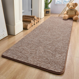 2X8 Bedside Runner Rugs for Bedroom Living Room Hallway Non Slip Washable Modern Memory Foam Rug Low Pile Kitchen Carpet for Nursery Dorm Kids Room Decor Brown
