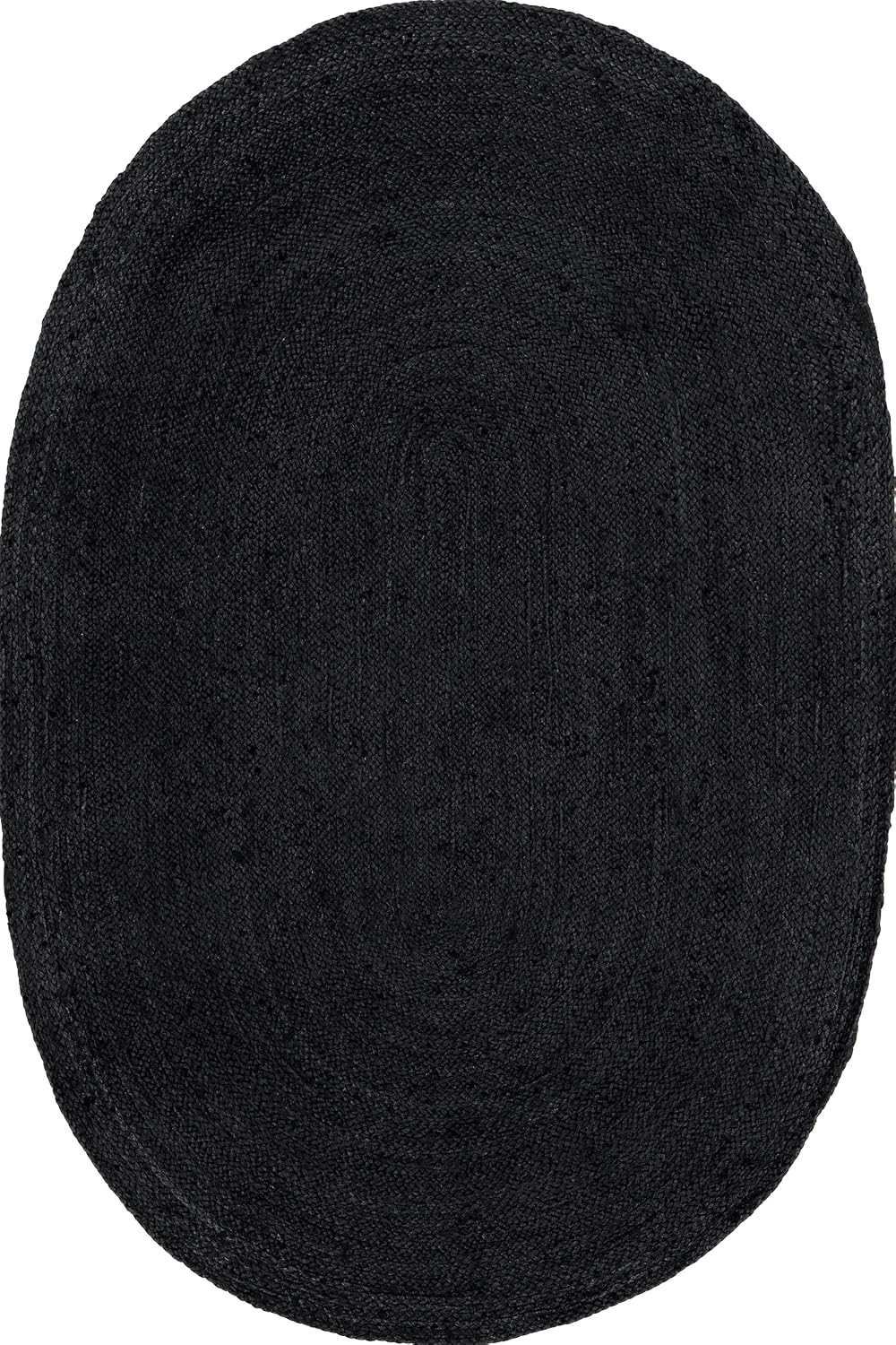 Oval 4X6 Rigo Jute Hand Woven Area Rug, Black, Solid Farmhouse Design, Natural Fiber, for Bedroom, Living Room, Dining Room, Hallway, Office, Kitchen, Entryway - Image 3