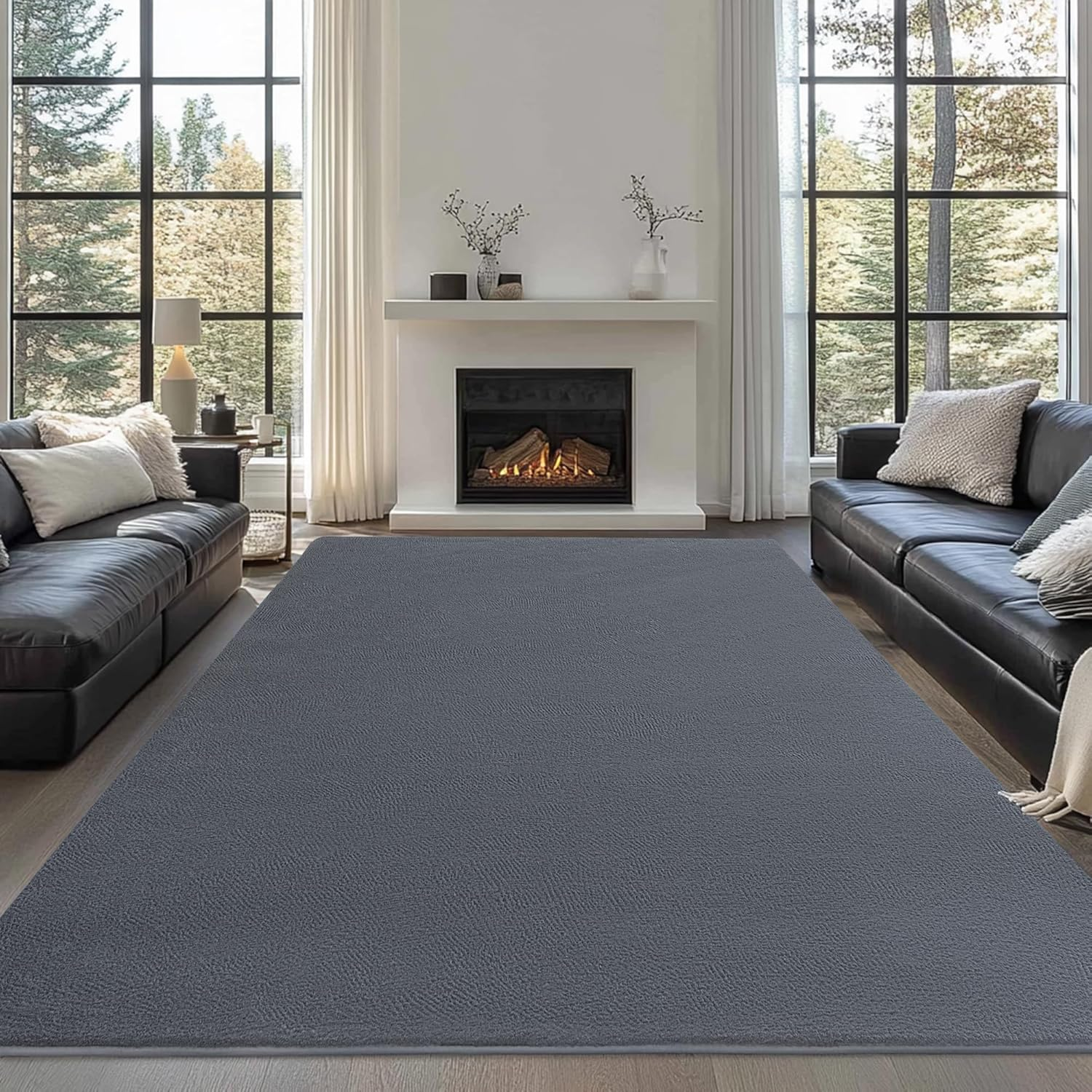 Large Modern Area Rugs for Living Room Bedroom, 6X9 Feet Grey Ultra Soft Thickened Memory-Foam Indoor Rug, Comfy Aesthetic Solid Minimalist Carpets for Girls Boys Nursery Dorm Home Decor - Image 3