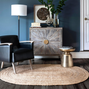 Oval 3X5 Rigo Jute Hand Woven Area Rug, Natural, Solid Farmhouse Design, Natural Fiber, for Bedroom, Living Room, Dining Room, Hallway, Office, Kitchen, Entryway