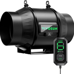 VIVOSUN T6 6" Inline Duct Fan & 3 Cycle Modes E12 Speed Controller, Aerozesh Grow Tent Kit Ventilation Fan with 408 CFM EC Motor, Programmable Exhaust Fan for Heating Cooling Booster, Hydroponics