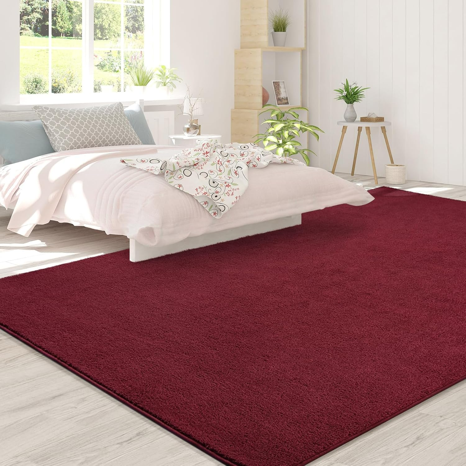 Area Rugs for Bedroom Living Room, 7X10 Rose Red Super Soft Comfy Thickened Memory-Foam Indoor Carpets, Modern Aesthetic Minimalist Carpet for Boys Girls Adults Apartment Nursery Home Décor - Image 4