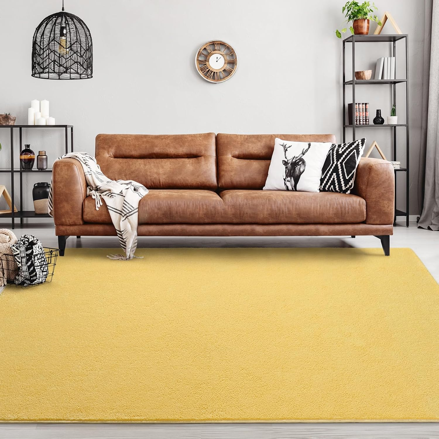 Area Rugs for Bedroom Living Room, 4X6 Yellow Super Soft Comfy Thickened Memory-Foam Indoor Carpets, Modern Aesthetic Minimalist Carpet for Boys Girls Adults Apartment Nursery Home Décor - Image 9