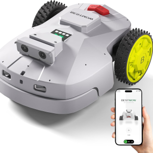 Robot Lawn Mower — 1.5 Acre Ultra Quiet Self Charging Robot Mower, up to 4 Inches Cutting Height, Robotic Lawn Mowers with RTK+4 Eye Vision, Mapping and anti Theft Tech, APP Control
