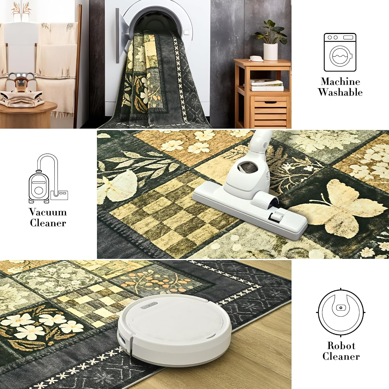 4X6 Area Rugs for Living Room, Modern Large Geometric Rug for Bedroom, Washable Patchwork Rug Indoor Non Slip Throw Carpets for Dining Room Office Farmhouse Home Decor, Dark Grey - Image 7