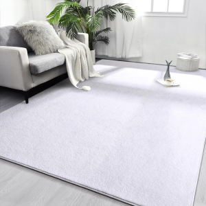 Area Rugs for Bedroom Living Room, 6X9 White Super Soft Comfy Thickened Memory-Foam Indoor Carpets, Modern Aesthetic Minimalist Carpet for Boys Girls Adults Apartment Nursery Home Décor