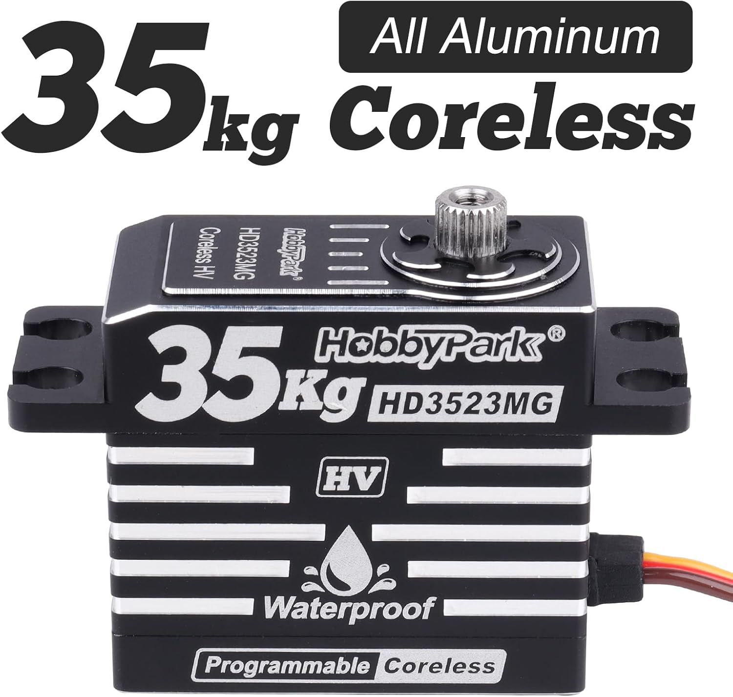 Waterproof RC Servo High Torque Coreless Motor Metal Gear Digital Servo Aluminum Case Parts for 1/8 1/10 RC Crawler RC Truck RC Car Buggy Basher Bashing Control Angle 180° (35Kg Torque) - Image 8