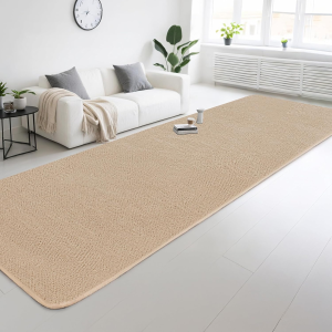 Large Modern Runner Rugs for Living Room Bedroom, 2X6 Feet Beige Ultra Soft Thickened Memory-Foam Indoor Rug, Comfy Aesthetic Solid Minimalist Carpets for Girls Boys Nursery Dorm Home Decor
