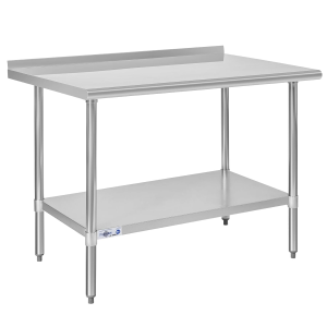 Stainless Steel Prep Table NSF Commercial Work Table with Backsplash and Undershelf for Kitchen Restaurant 48X30 Inch