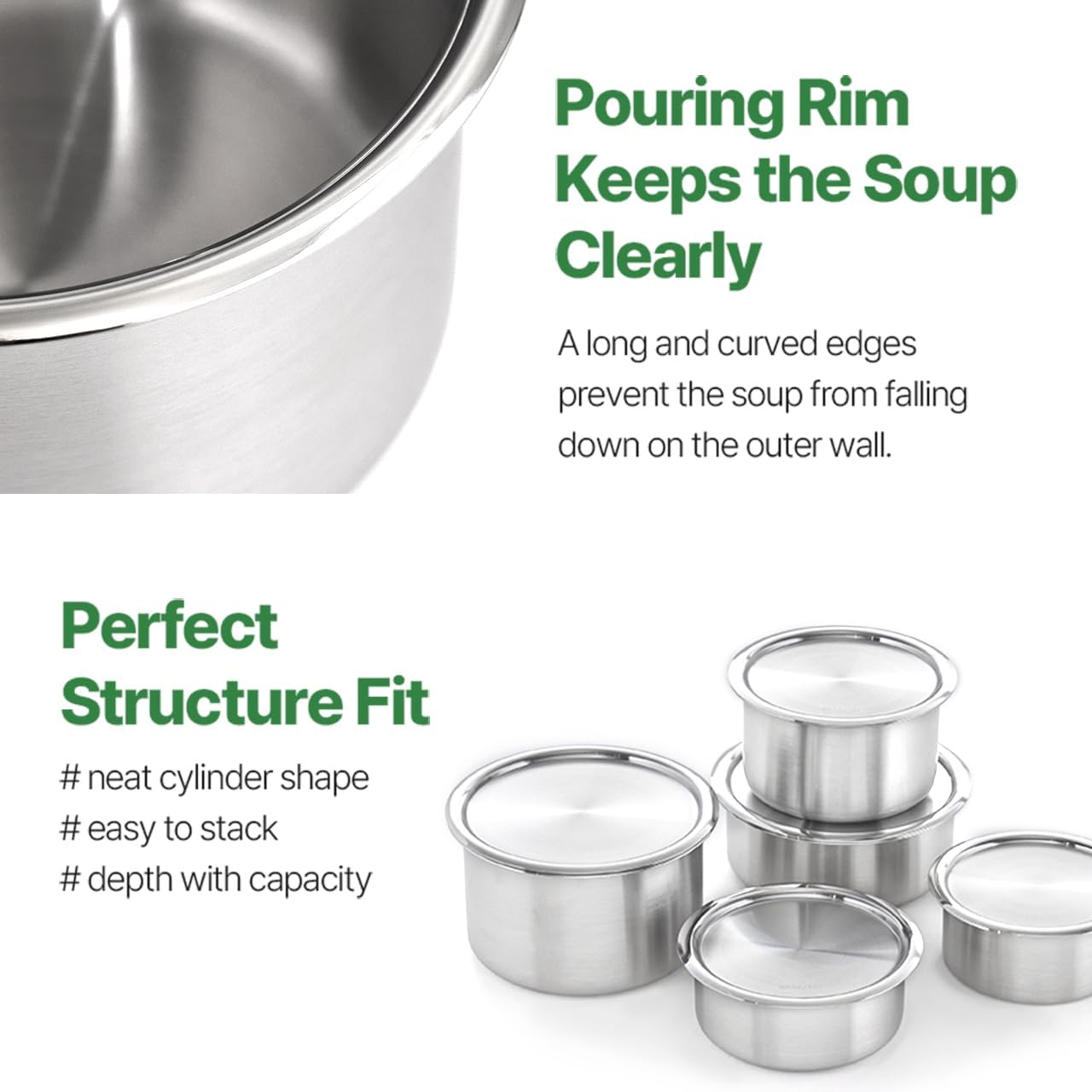 Cake 5PCS Stainless Steel Food Storage Containers with Lids 5PCS Canister Set Kitchen Appliances Dishwasher Safe Premium South Korea - Image 5