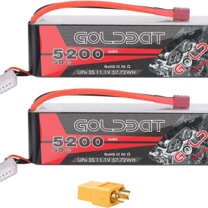 3S Lipo Battery 5200Mah 11.1V 50C Lipo RC Battery Soft Case Pack with T Plug for RC Evader BX Car RC Truck Truggy RC Hobby - 2 Pack