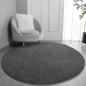 round Area Rugs for Bedroom Living Room, 5X5 Dark Grey Super Soft Comfy Thickened Memory-Foam Indoor Circle Carpet, Modern Aesthetic Minimalist Carpet for Boys Girls Adults Nursery Home Décor