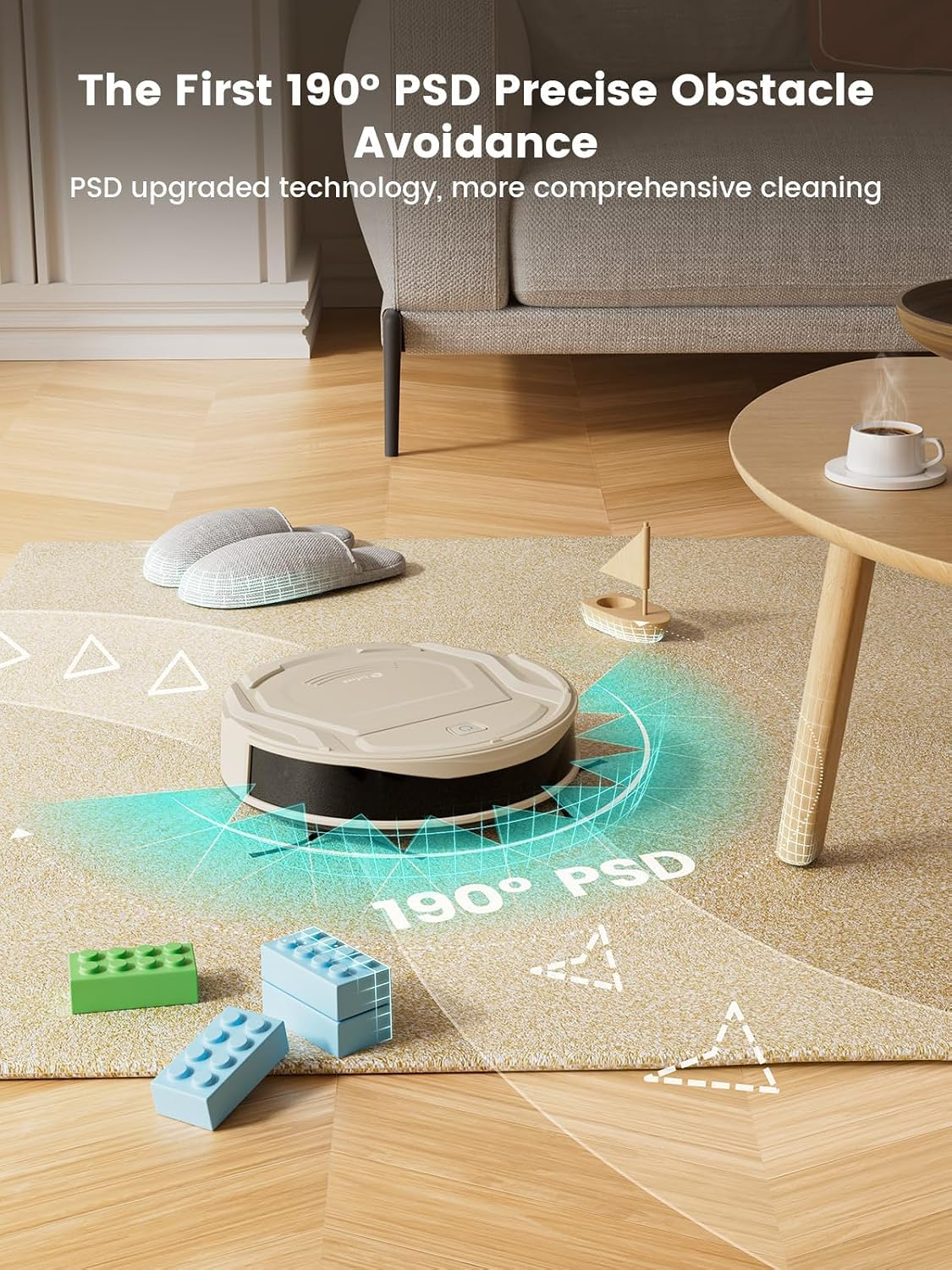 Robot Vacuum Cleaner M210 Pro,Slim,Quiet,2200Pa Suction,120 Min Self-Charging Robotic Vacuums, Freemove 3.0,Wifi/App/Alexa,6 Cleaning Modes Ideal for Hard Floors Pet Hair Low Carpet,Champagne - Image 2