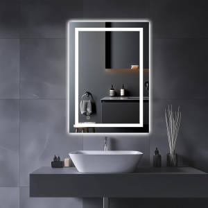 LED Bathroom Mirror, 20" X28" with Front Light and Backlit, Stepless Dimmable Wall Mount Mirrors, Anti-Fog, Shatter-Proof, Memory, 3 Colors Lihgting, LED Vanity Mirror(Horizontal/Vertical)