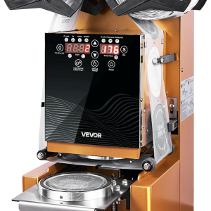 Fully Automatic Cup Sealing Machine, 500-650 Cups/H, Cup Sealer Machine for 190 Mm Tall & 90/95 Mm Cup, Electric Tea Sealer with Digital Control LCD Panel for Bubble Milk Tea Coffee, Gold