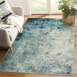 Modern Abstract Area Rugs 3X5 Washable Rug, Throw Rugs for Entryway Low Pile anti Slip, Stain Resistance Accent Carpet for Bedroom Kitchen Bathroom Laundry Front Door, Blue/Grey