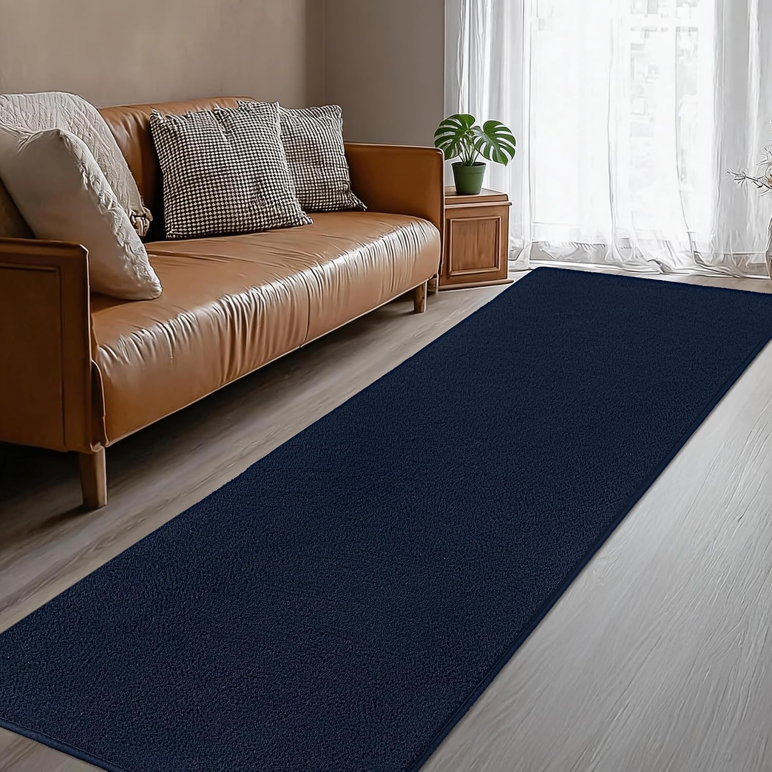 Large Modern Runner Rugs for Living Room Bedroom, 2X6 Feet Navy Blue Ultra Soft Thickened Memory-Foam Indoor Rug, Comfy Aesthetic Solid Minimalist Carpets for Girls Boys Nursery Dorm Home Decor - Image 6