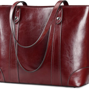 Leather Tote Bag for Women Office Shoulder Handbag 15.6 Inch Work Laptop Briefcase | Leather