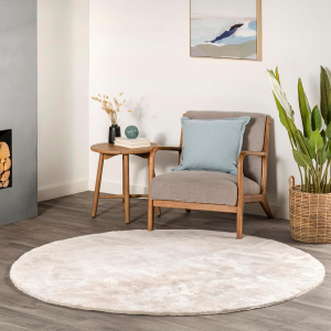 6' round Cozy Plush Area Rug, Machine Washable, Non-Slip, Soft Fluffy Shag Carpet for Living Room Bedroom Kids Room Nursery Home Decor, Loni White