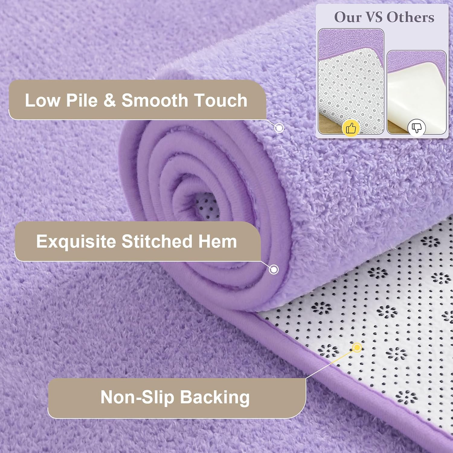 5X7 Purple Area Rugs for Bedroom, Soft Modern Living Room Rug Indoor Non Slip Low Pile Washable Rug Fluffy Fuzzy Memory Foam Carpets Throw Rugs for Kids Nursery Classroom Dorm Room Decor - Image 2
