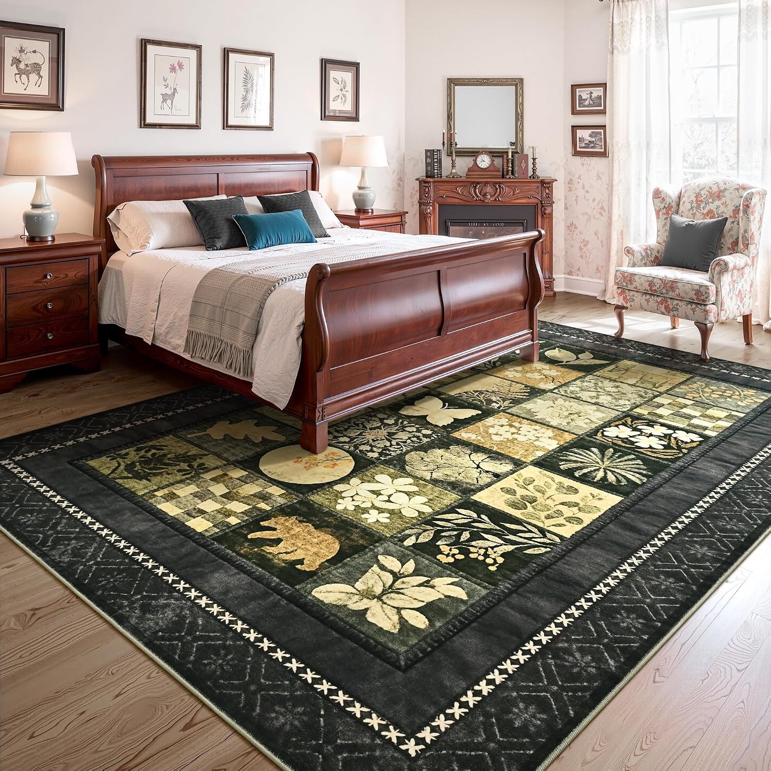 4X6 Area Rugs for Living Room, Modern Large Geometric Rug for Bedroom, Washable Patchwork Rug Indoor Non Slip Throw Carpets for Dining Room Office Farmhouse Home Decor, Dark Grey - Image 4