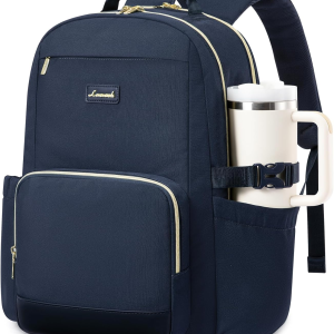 Laptop Backpack for Women with Pouch Pocket for Large Capacity Cup,18 Inch Laptop Computer Bag Travel Backpack Purse,Waterproof Work Business Backpack College Teacher Bags,Dark Blue