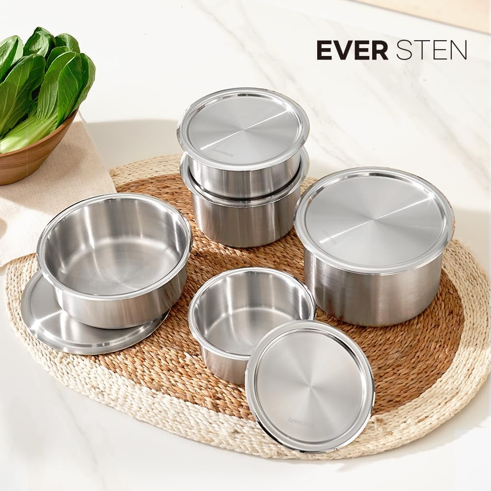 Cake 5PCS Stainless Steel Food Storage Containers with Lids 5PCS Canister Set Kitchen Appliances Dishwasher Safe Premium South Korea - Image 2