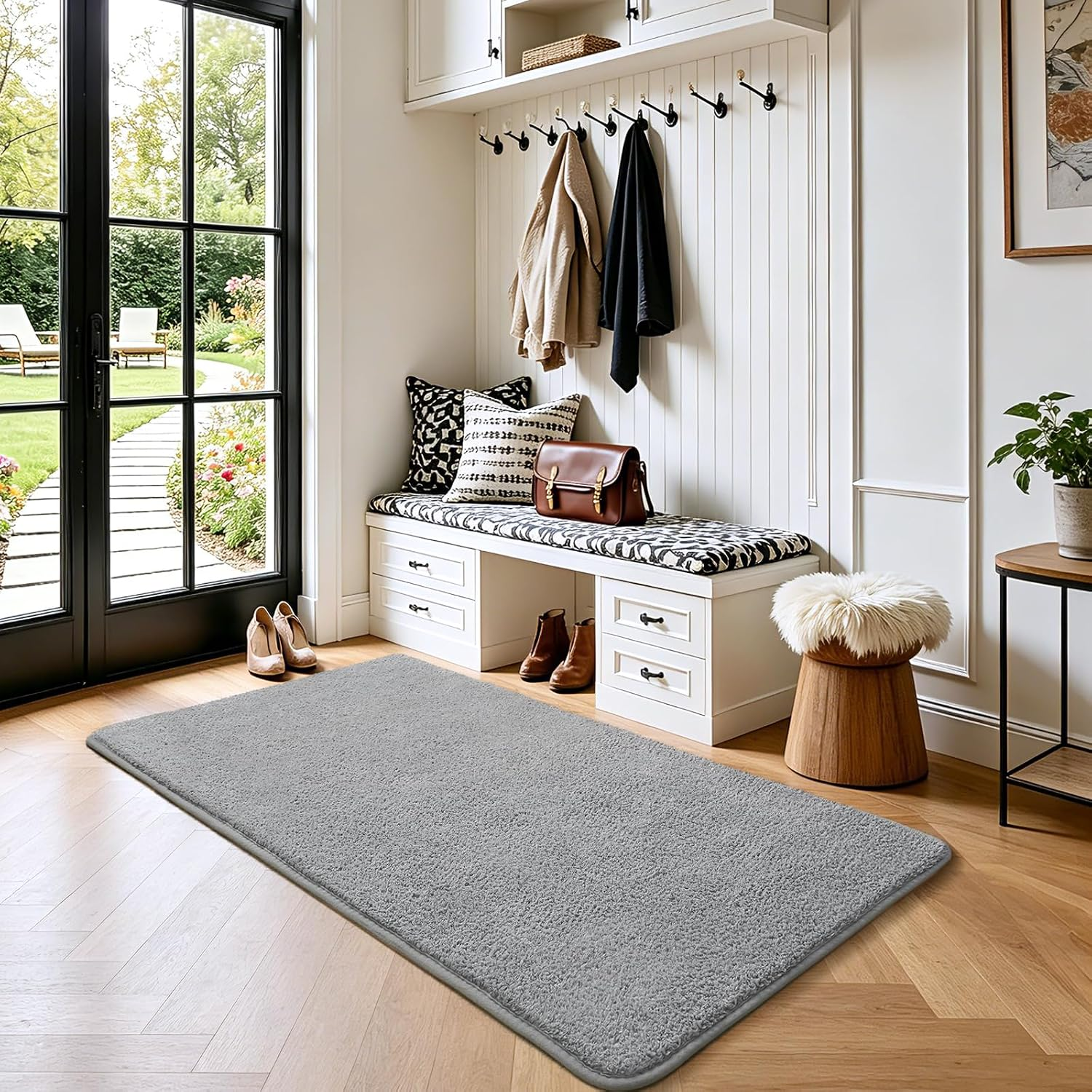 2X3 Grey Area Rugs for Bedroom Living Room, Soft Modern Indoor Throw Rugs Low Pile Fluffy Small Rug Door Mat Washable Non Slip Entryway Rug Carpet for Nursery Home Kids Room Decor - Image 3