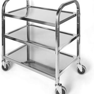 3 Tier Stainless Steel Utility Cart L30 X W16 X H33 Inch Kitchen Rolling Carts with Wheels Serving Trolley Catering Storage Shelf with 2 Lockable Wheels for Hotel Restaurant Home Use