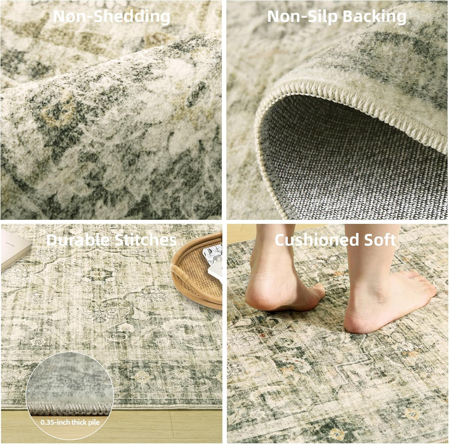 2X3 Washable Area Rugs for Entryway: Small Boho Rug Non Slip Door Mat Indoor Entrance Low Pile Soft Throw Rugs for inside Front Door Floor Bedroom Bedside Kitchen Nursery Dorm Room Entry - Image 4