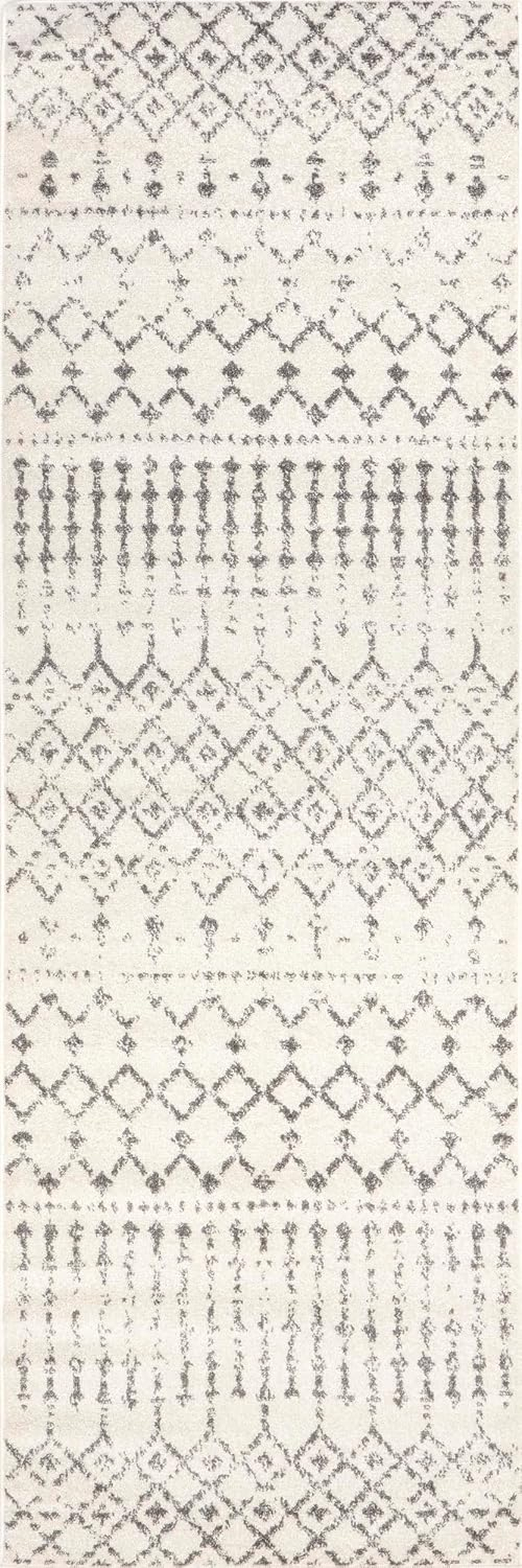 2X16 Moroccan Blythe Area Rug, Grey, Faded Bohemian Design, Stain Resistant, for Bedroom, Dining Room, Living Room, Hallway, Office, Kitchen, Entryway - Image 3