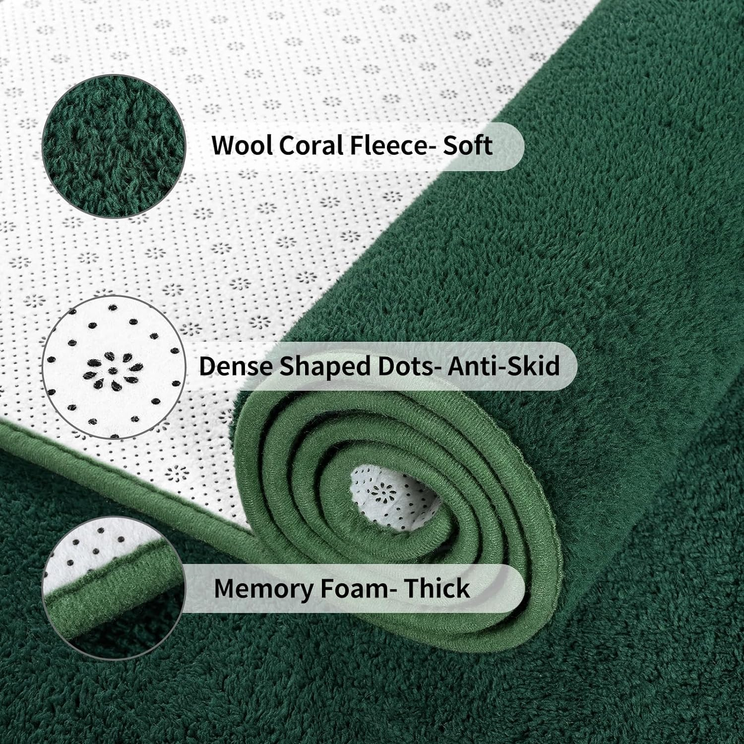 Area Rugs for Bedroom Living Room, 5X8 Dark Green Super Soft Comfy Thickened Memory-Foam Indoor Carpets, Modern Aesthetic Minimalist Carpet for Boys Girls Adults Apartment Nursery Home Décor - Image 5