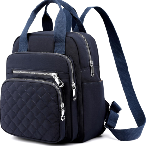 Small Backpack for Women Casual Quilted Square Bag Waterproof Multi Pockets Daypack Lightweight Top Handle Satchel