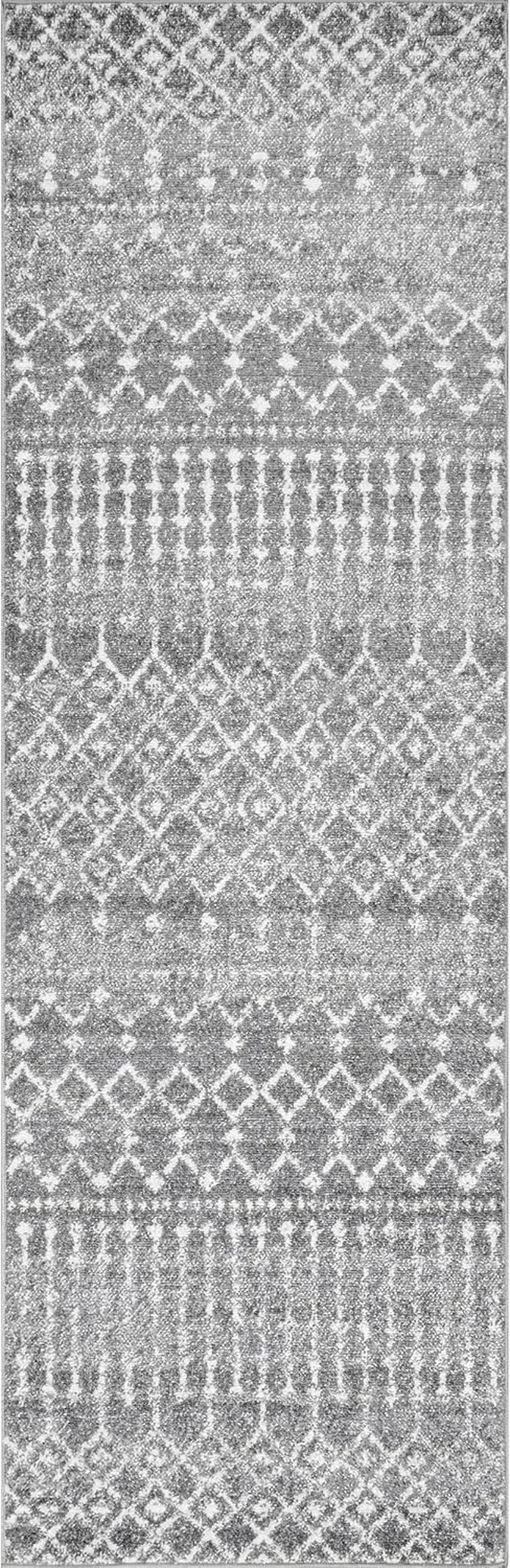 2X12 Moroccan Blythe Area Rug, Dark Grey, Faded Bohemian Design, Stain Resistant, for Bedroom, Dining Room, Living Room, Hallway, Office, Kitchen, Entryway - Image 3