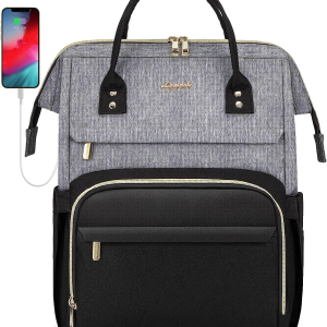 Laptop Backpack for Women, Fashion Computer Backpacks Purse, School Student Bookbag for Girl, Business Travel Bags, Doctor Nurse Backpack for Work, Fits 15.6-Inch Laptop, Grey Black
