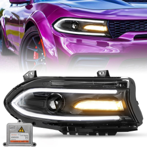 Headlight Assembly Replacement for 15-22 Dodge Charger [Hid/Xenon Type] Projector Headlamp RH (Right/Passenger Side) Ballast Included