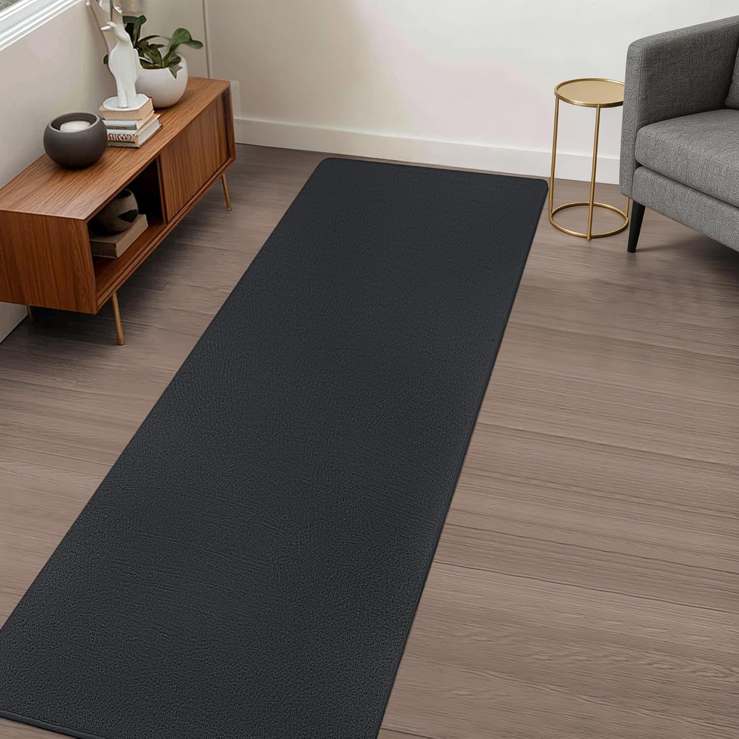 Large Modern Runner Rugs for Living Room Bedroom, 2X6 Feet Dark Grey Ultra Soft Thickened Memory-Foam Indoor Rug, Comfy Aesthetic Solid Minimalist Carpets for Girls Boys Nursery Dorm Home Decor - Image 2