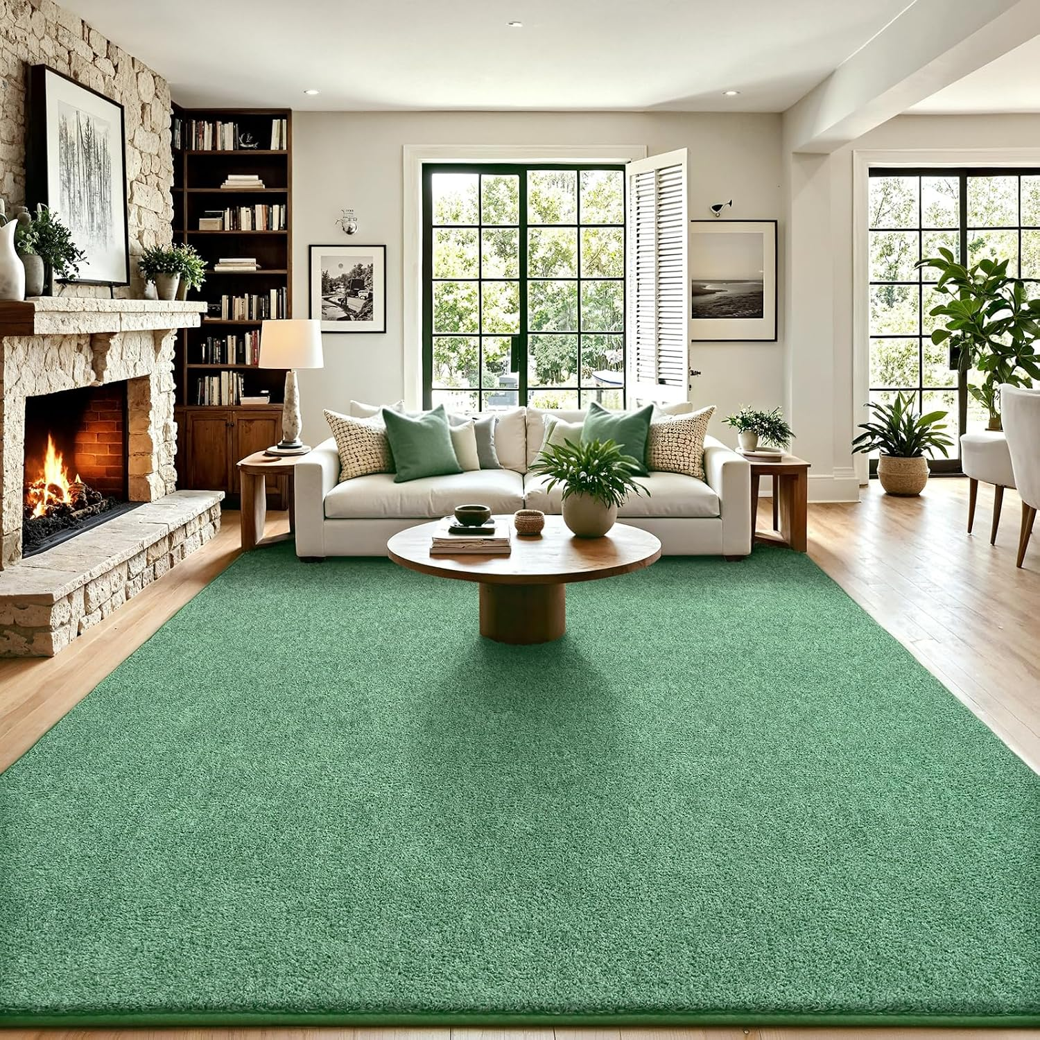 4X6 Area Rugs for Living Room, Soft Modern Memory Foam Bedroom Rug Washable Indoor Rug Low Pile Minimalist Non Slip Carpet for Kids Nursery Dorm Room Home Decor Green and White - Image 9