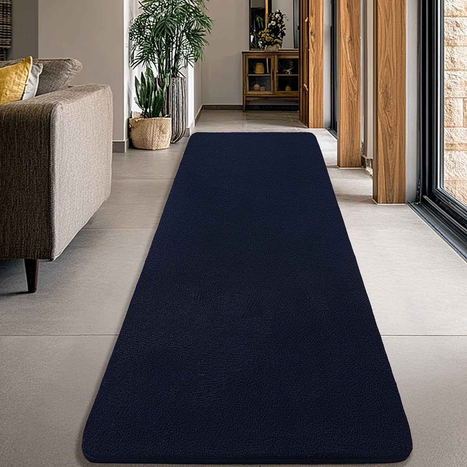 Large Modern Runner Rugs for Living Room Bedroom, 2X6 Feet Navy Blue Ultra Soft Thickened Memory-Foam Indoor Rug, Comfy Aesthetic Solid Minimalist Carpets for Girls Boys Nursery Dorm Home Decor - Image 7