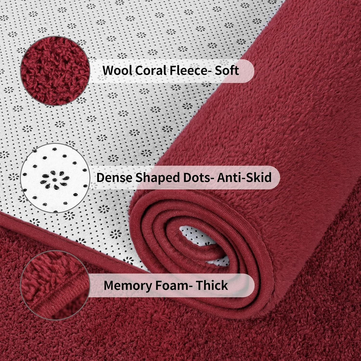Area Rugs for Bedroom Living Room, 7X10 Rose Red Super Soft Comfy Thickened Memory-Foam Indoor Carpets, Modern Aesthetic Minimalist Carpet for Boys Girls Adults Apartment Nursery Home Décor - Image 5