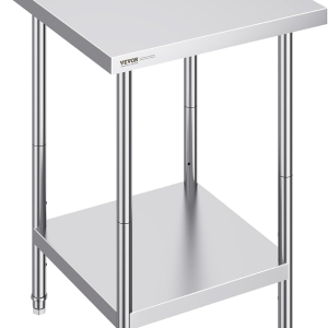 24 X 24 X 36 Inch Stainless Steel Work Table, Commercial Food Prep Worktable Heavy Duty Prep Worktable, Metal Work Table with Adjustable Height for Restaurant, Home and Hotel