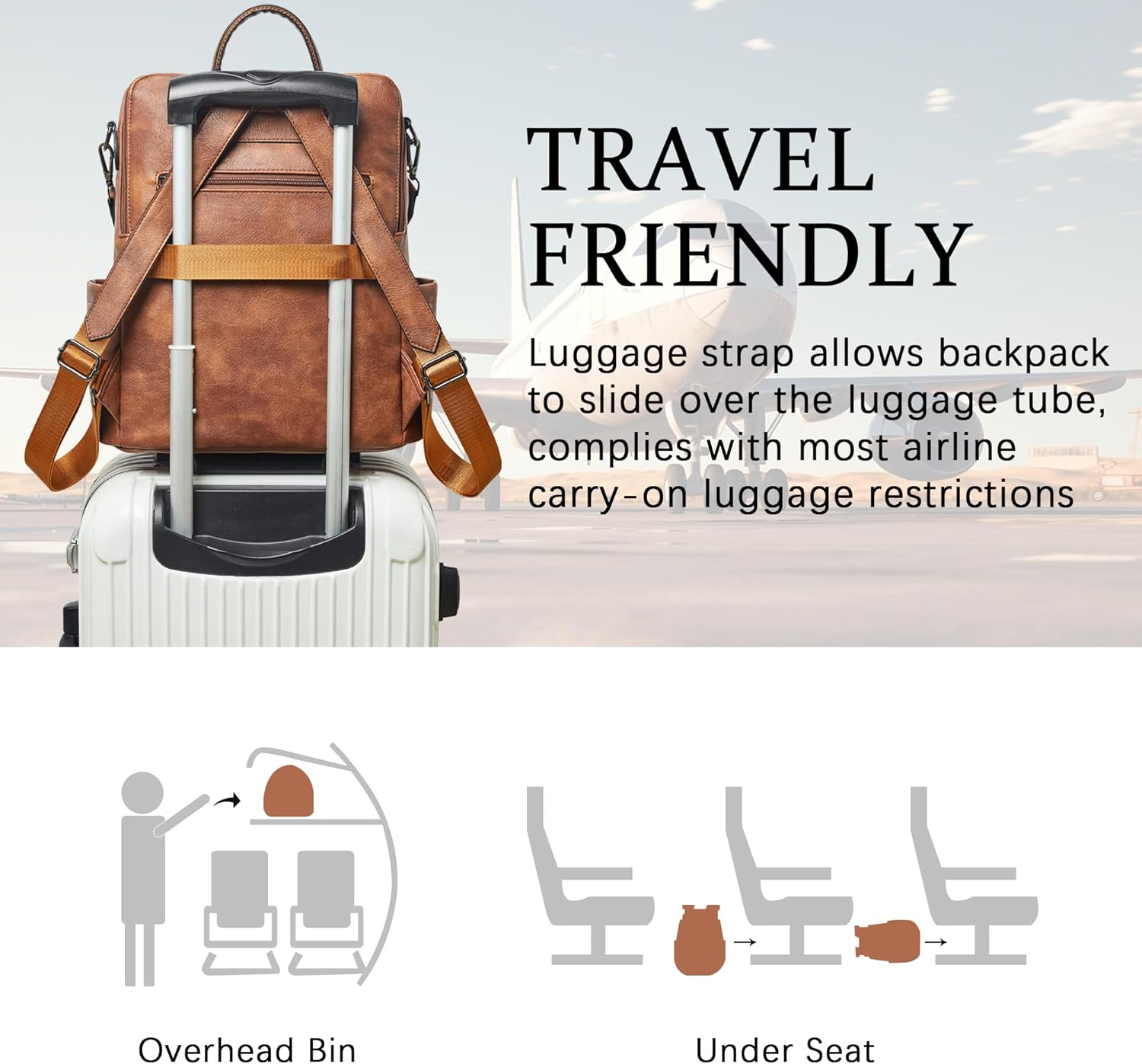 Vegan Leather Laptop Backpack for Women 15.6 Inch Work Backpack Fashion Travel Backpack Purse for Travel College Work - Image 5