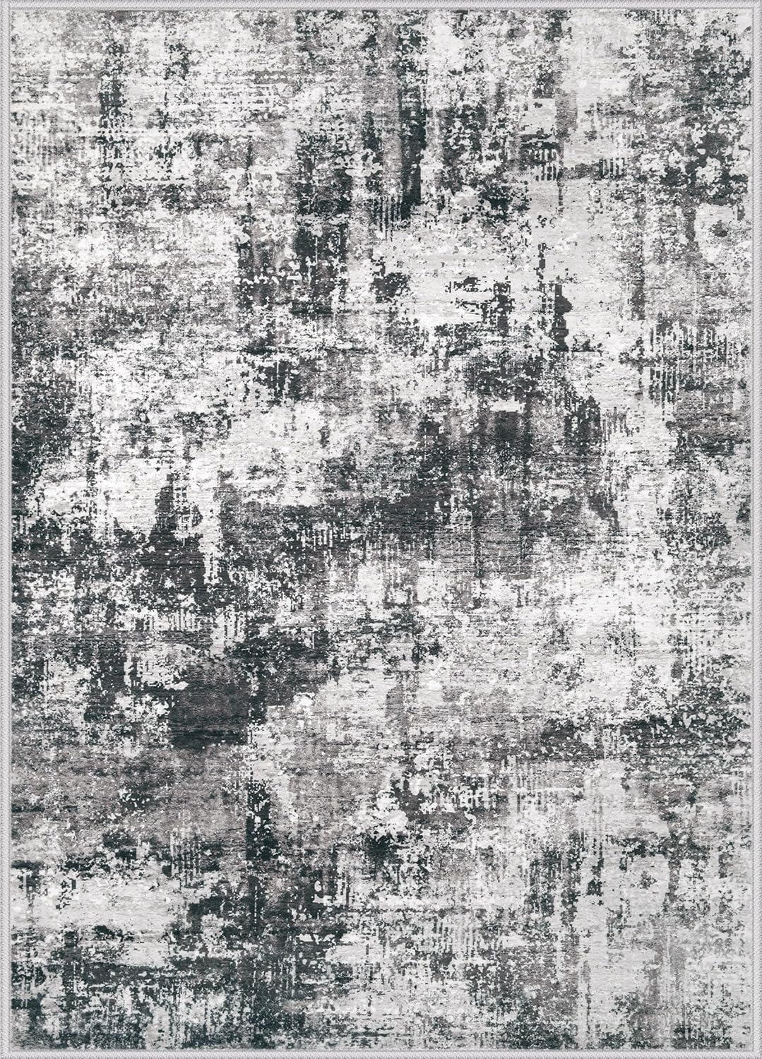 8X10 Area Rug for Living Room: Washable Abstract Soft Rugs Non Slip Modern Stain Resistant Low Pile Carpet for Dining Room Bedroom Nursery Office (Black Grey, 8'X10') - Image 8