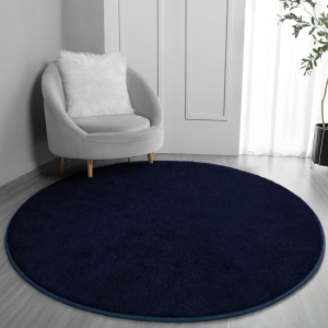round Area Rugs for Bedroom Living Room, 4X4 Navy Blue Super Soft Comfy Thickened Memory-Foam Indoor Circle Carpets, Modern Aesthetic Minimalist Carpet for Boys Girls Adults Nursery Home Décor