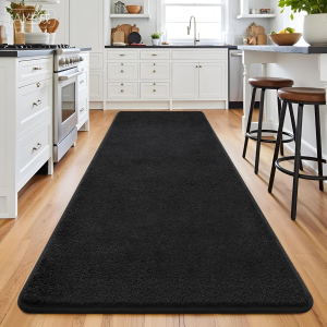 2X8 Long Runner Rug, Black Bedroom Bedside Runner Rug Living Room Carpet Area Throw Rugs for Hallway Soft Indoor Memory Foam Rugs for Teen Kids Classroom Nursery Dorm Laundry Room Decor