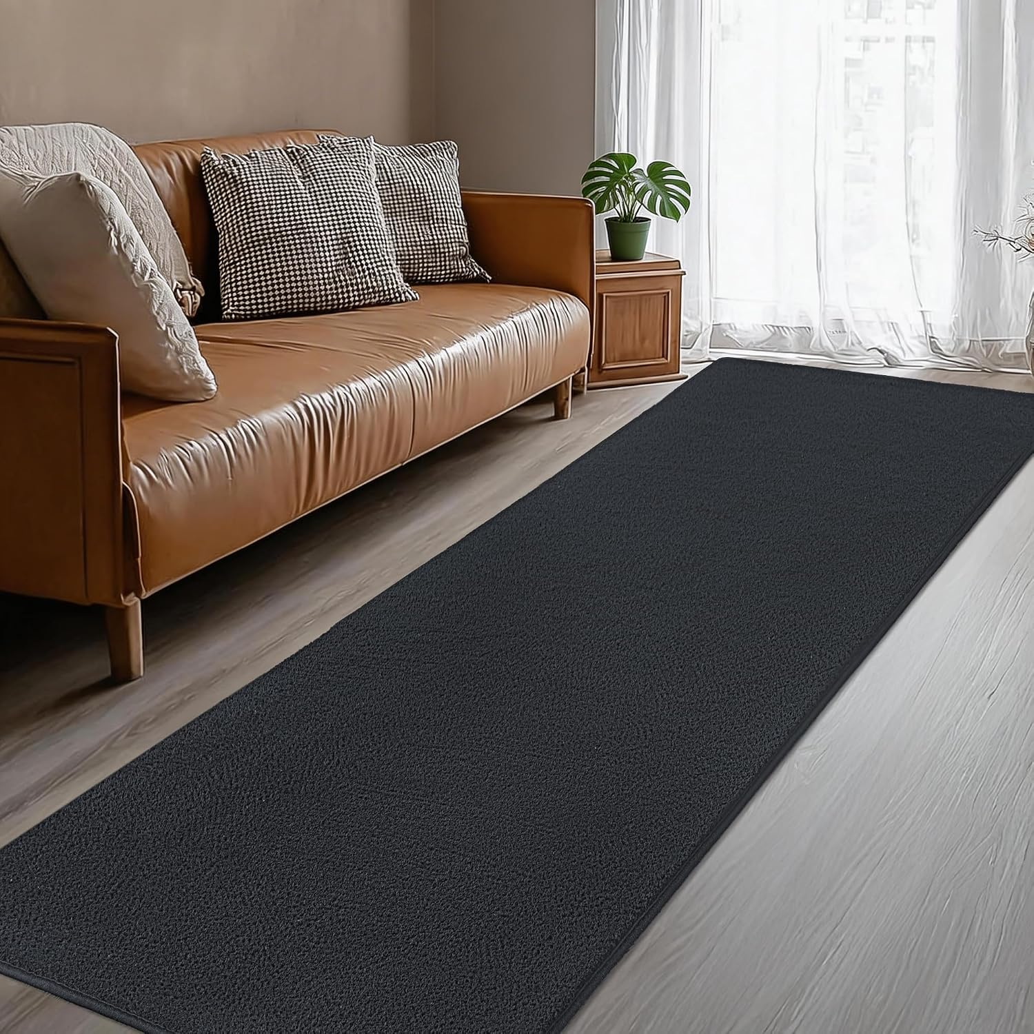 Large Modern Runner Rugs for Living Room Bedroom, 2X6 Feet Dark Grey Ultra Soft Thickened Memory-Foam Indoor Rug, Comfy Aesthetic Solid Minimalist Carpets for Girls Boys Nursery Dorm Home Decor - Image 6