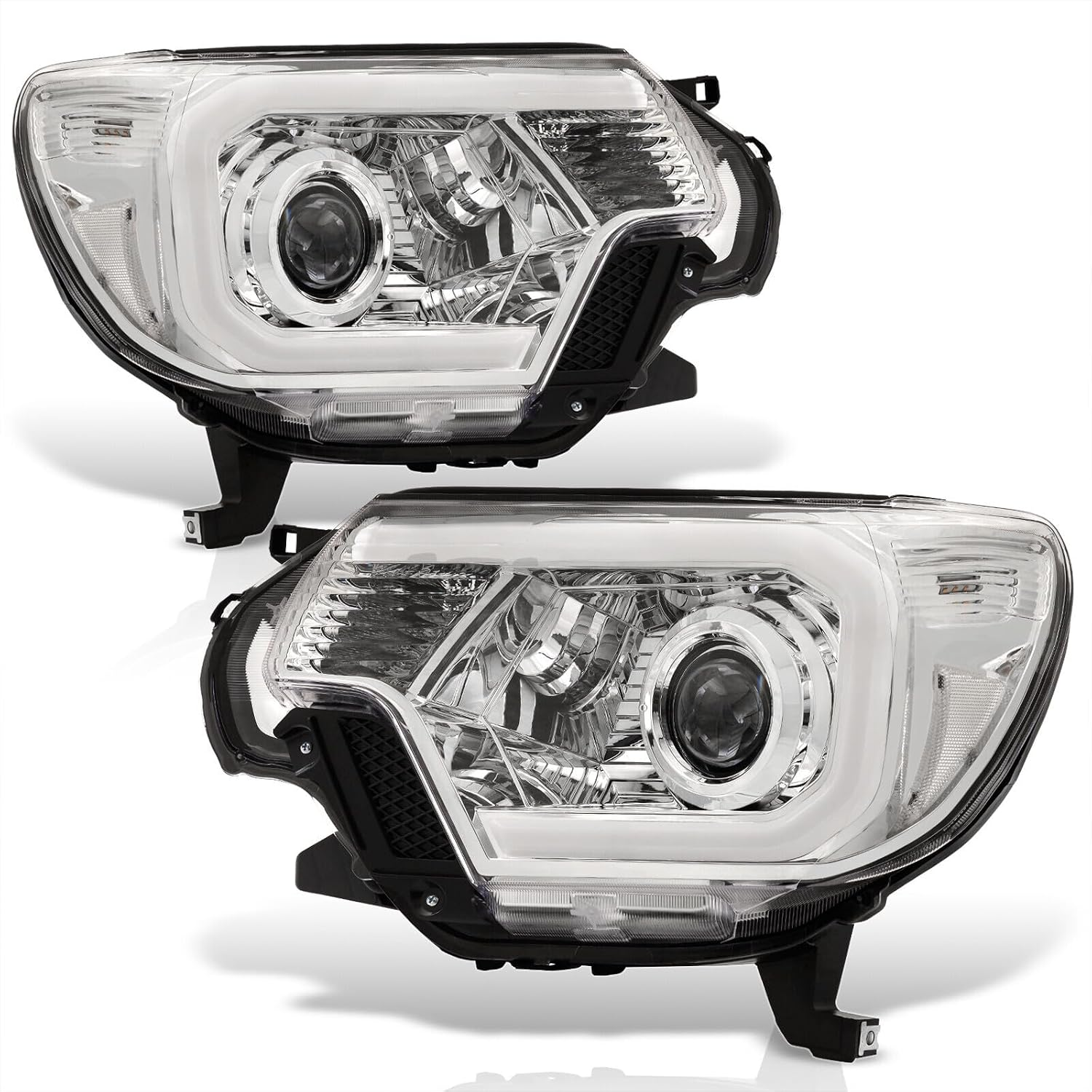 LED DRL Tube Bar Driving Projector Headlights Corner Signal Lamps Headlamps Assembly Pair Left + Right Compatible/Replacement for Tacoma Pickup Truck 2012 2013 2014 2015 12 13 14 15 - Image 2